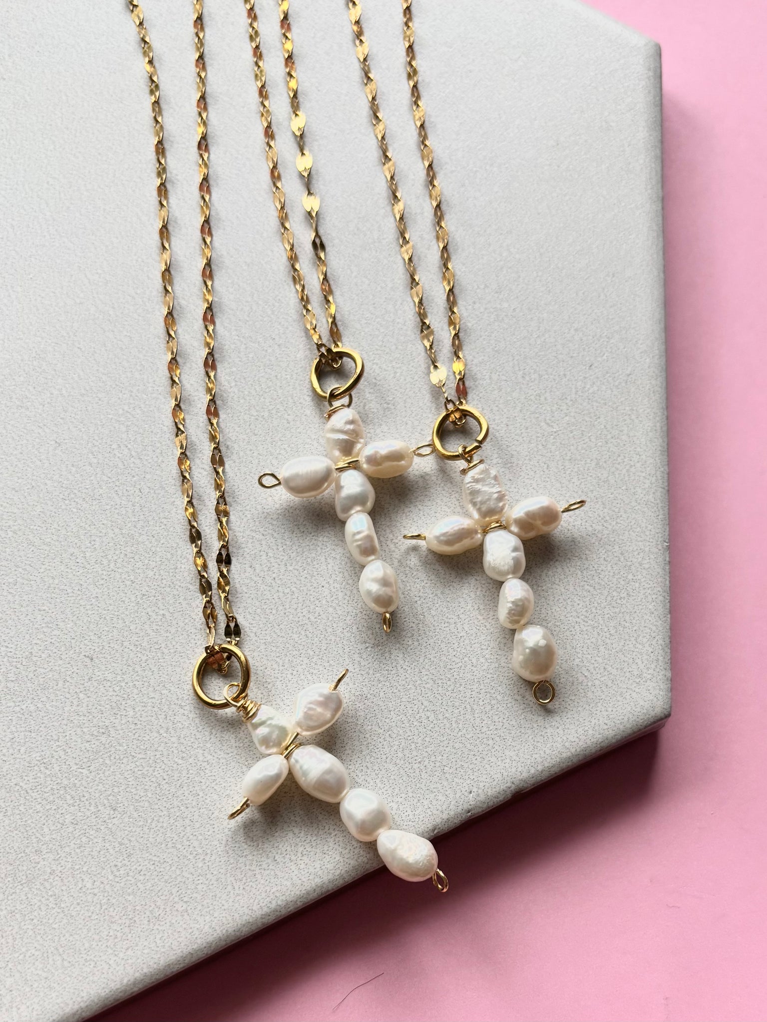 Handmade pearl cross